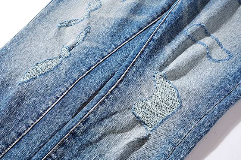 Purple Brand Blue Distressed Washed Denim Jeans — detail