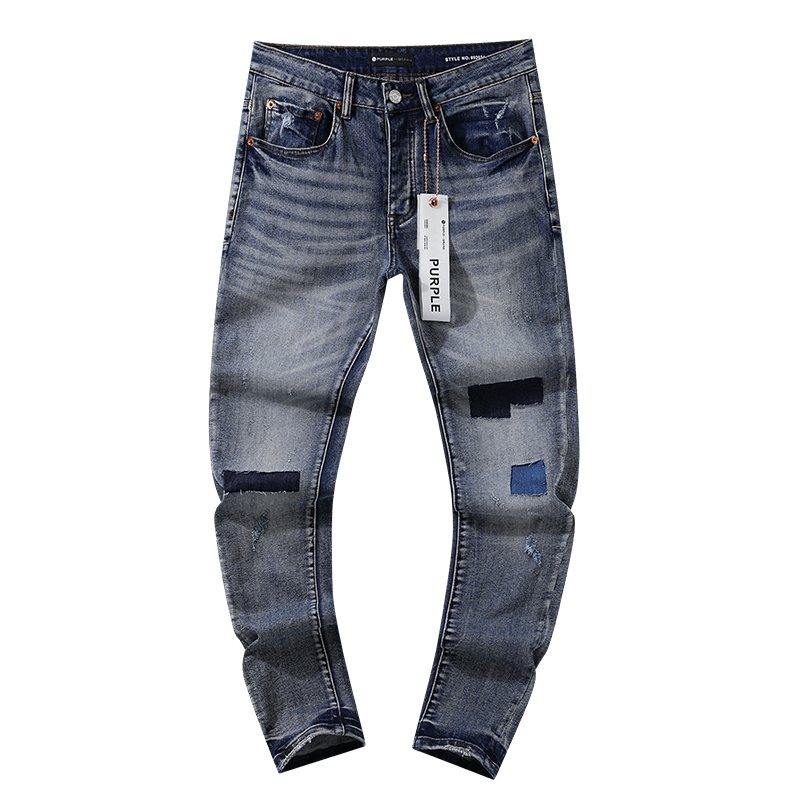 Purple Brand Patch Repair Washed Jeans - Blue — hero