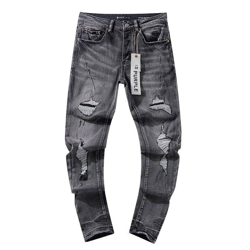 Purple Brand Gray Distressed Jeans — hero