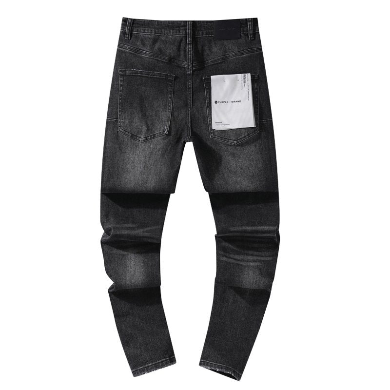Purple Brand Black Distressed Studded Jeans — back