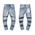 Purple Brand Light Blue Distressed Paint-Splatter Jeans — hero