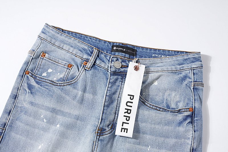 Purple Brand Light Blue Distressed Paint-Splatter Jeans — detail
