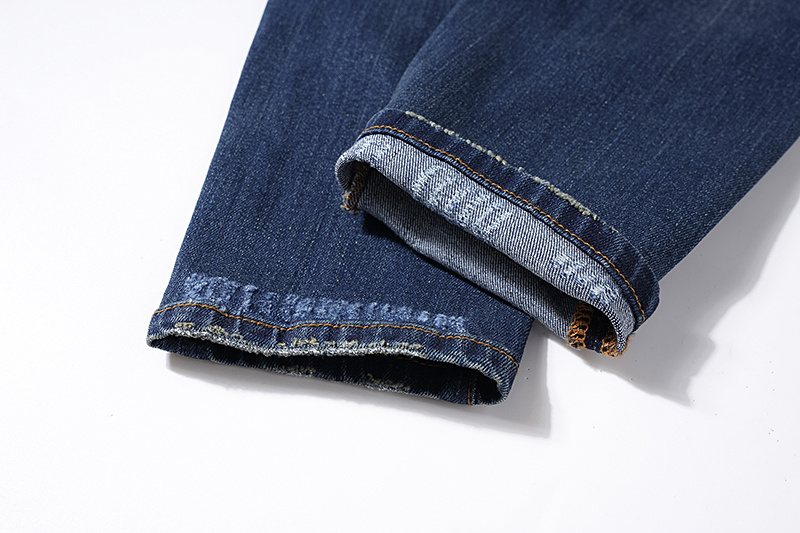 Purple Brand Blue Distressed Paneled Jeans — detail