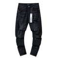 Purple Brand Paint Splatter Distressed Black Jeans — hero