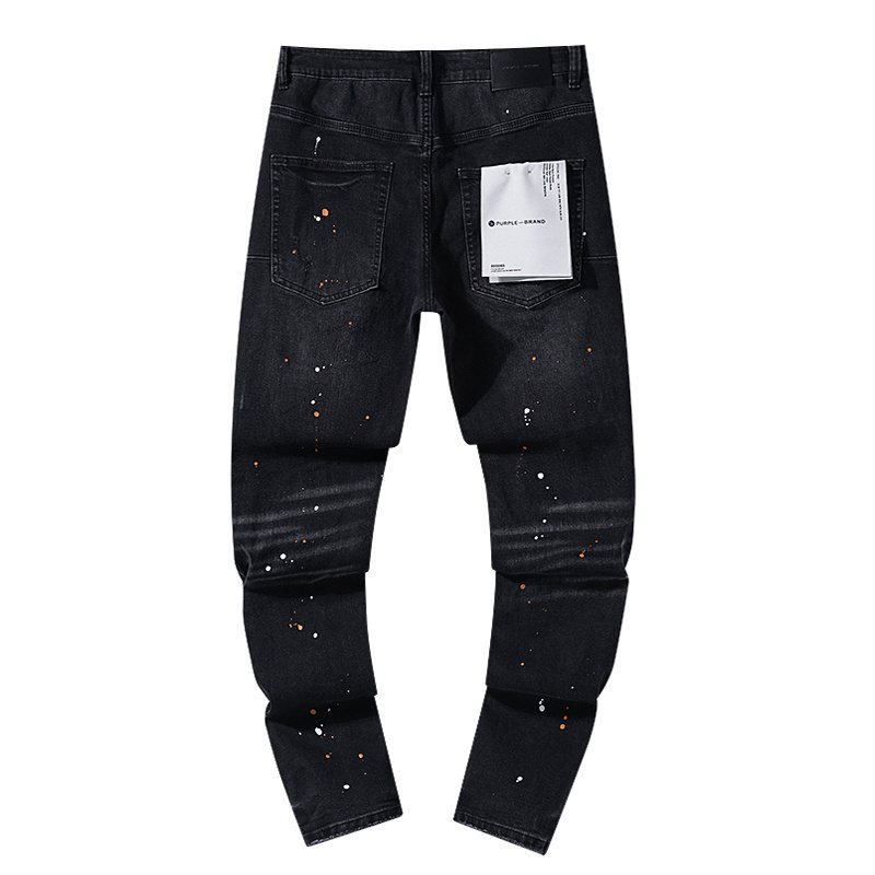 Purple Brand Paint Splatter Distressed Black Jeans — back