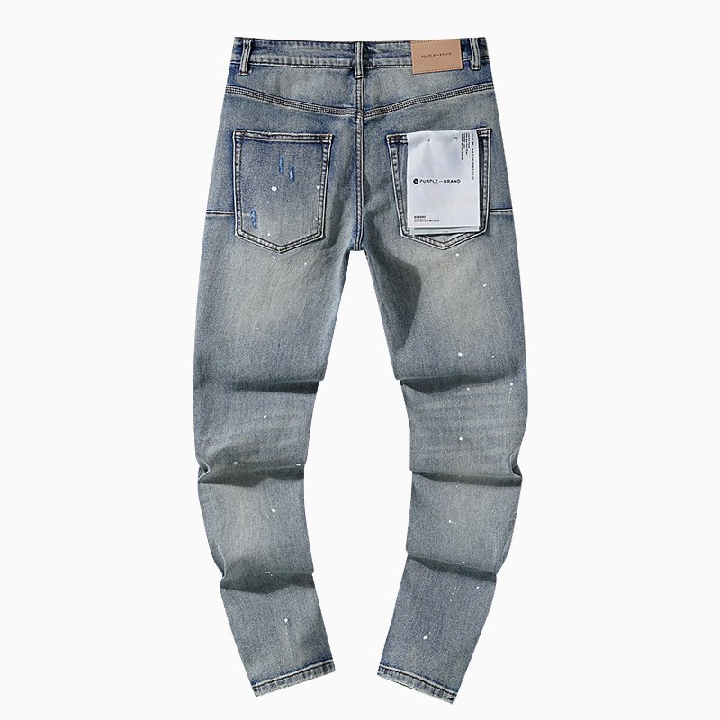 Purple Brand Paint Splatter Distressed Jeans — back