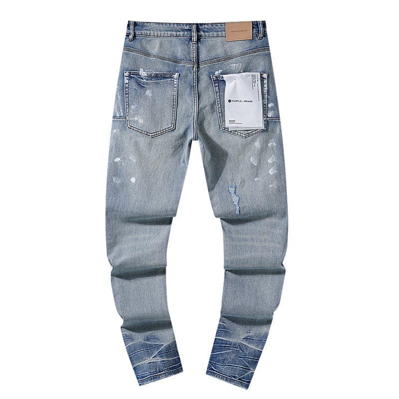 Purple Brand Light Blue Paint-Splatter Distressed Jeans — back