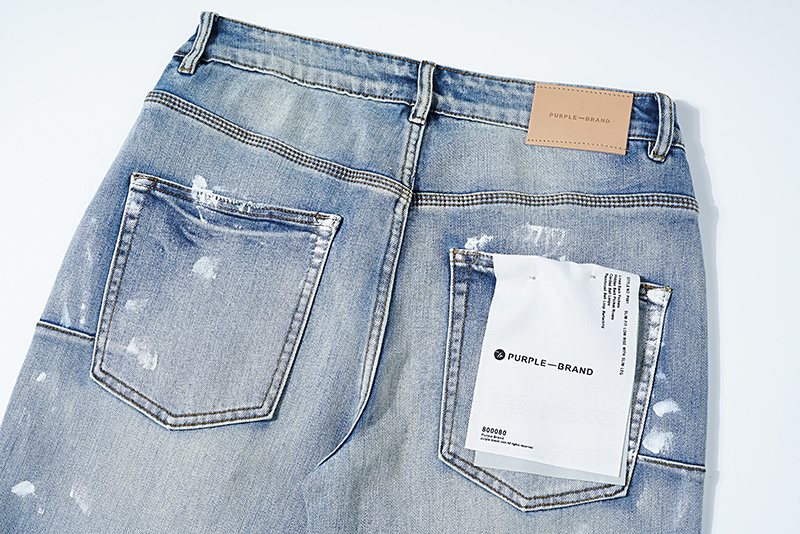 Purple Brand Light Blue Paint-Splatter Distressed Jeans — detail