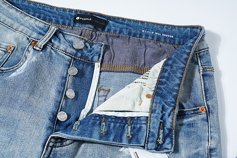 Purple Brand Light Blue Paint-Splatter Distressed Jeans — detail