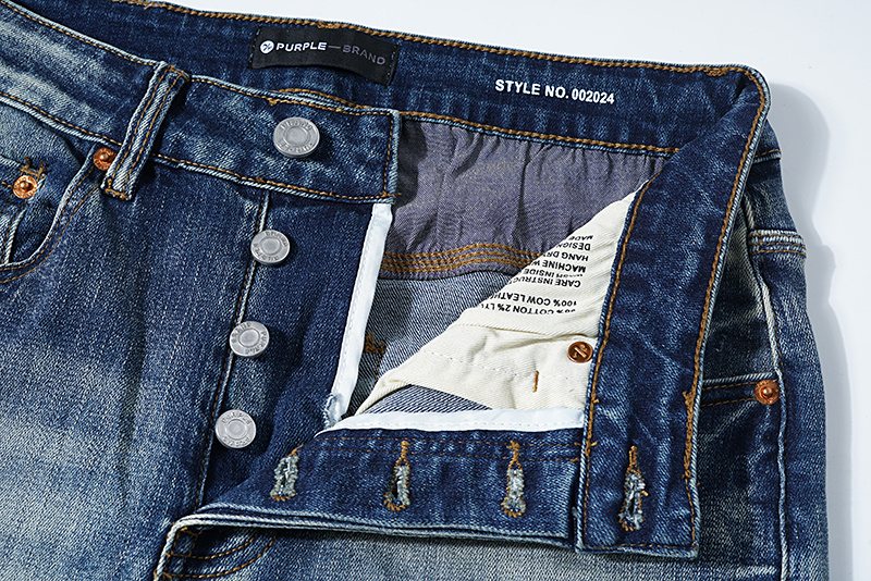 Purple Brand Washed Distressed Blue Jeans — detail
