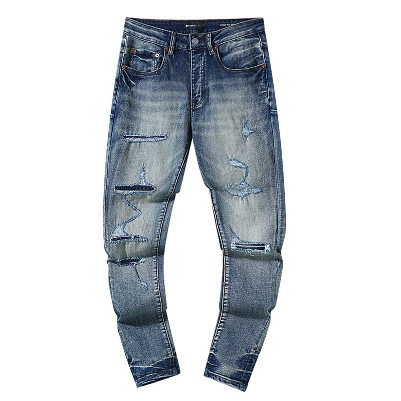 Purple Brand Washed Distressed Blue Jeans — hero