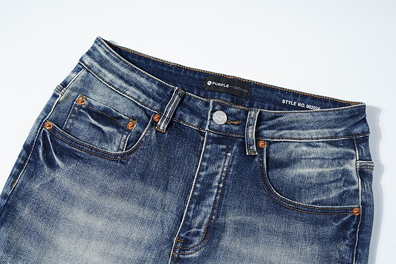Purple Brand Washed Distressed Blue Jeans — detail