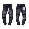 Purple Brand Black Distressed Paint-Splatter Jeans — hero