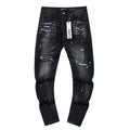 Purple Brand Black Paint-Splatter Distressed Jeans — hero