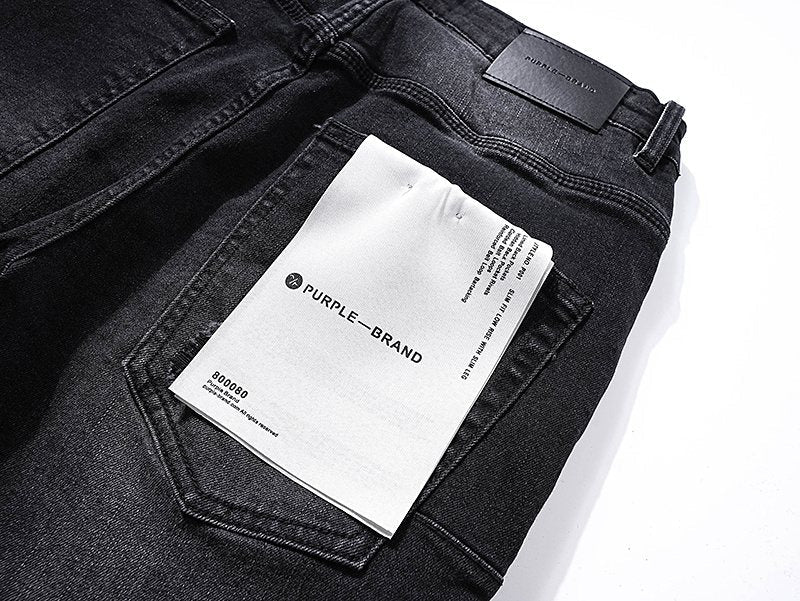 Purple Brand Distressed Black Washed Jeans — detail