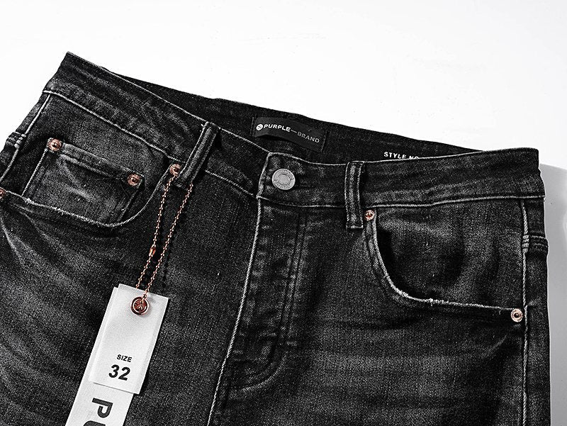Purple Brand Black Washed Distressed Jeans — detail