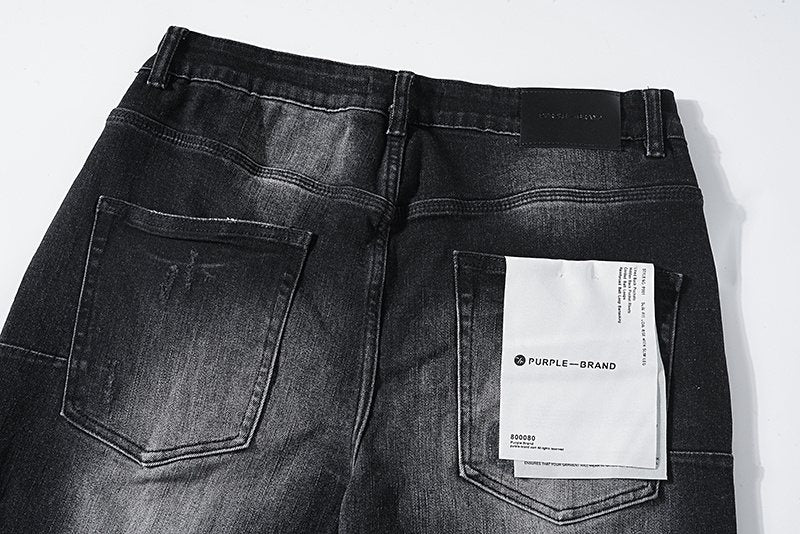 Purple Brand Black Distressed Paint-Splatter Jeans — detail