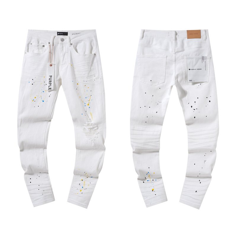 Purple Brand Paint-Splatter Distressed Jeans — hero