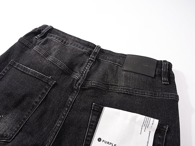 Purple Brand Black Washed Distressed Jeans — detail