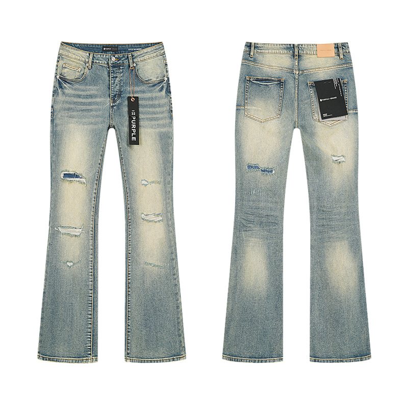 Purple Brand Light Blue Distressed Flared Jeans — hero