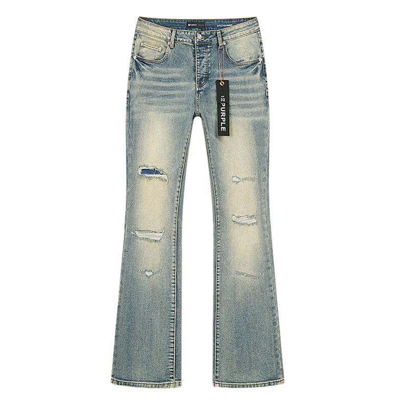 Purple Brand Light Blue Distressed Flared Jeans — front