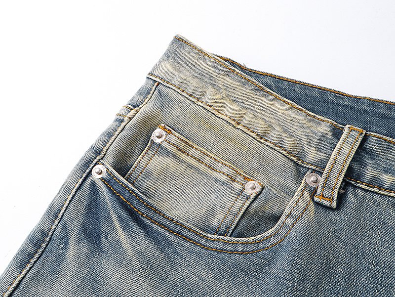 Purple Brand Light Blue Distressed Flared Jeans — detail