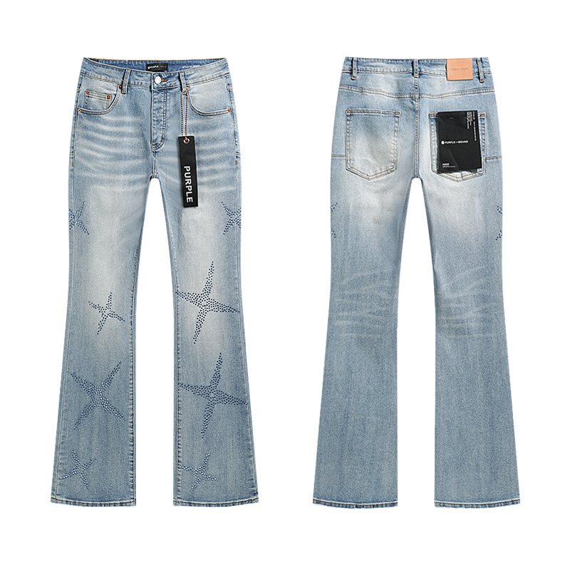 Purple Brand Star Embellished Light Blue Flared Jeans — hero