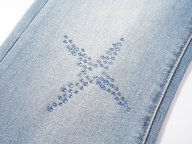 Purple Brand Star Embellished Light Blue Flared Jeans — detail