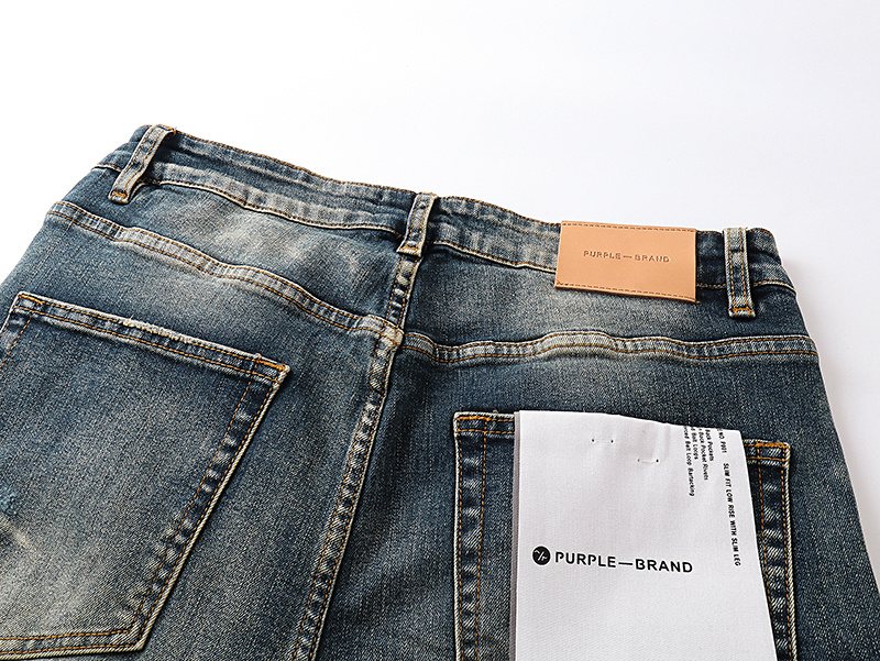 Purple Brand Blue Distressed Paint Splatter Jeans — detail
