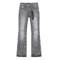 Purple Brand Grey Paint-Splatter Flared Jeans — hero