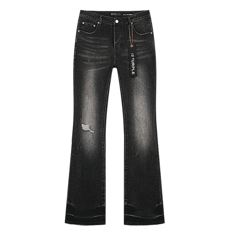 Purple Brand Black Washed Flare Jeans — hero