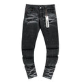 Purple Brand Paint Splatter Waxed-Look Black Jeans — hero