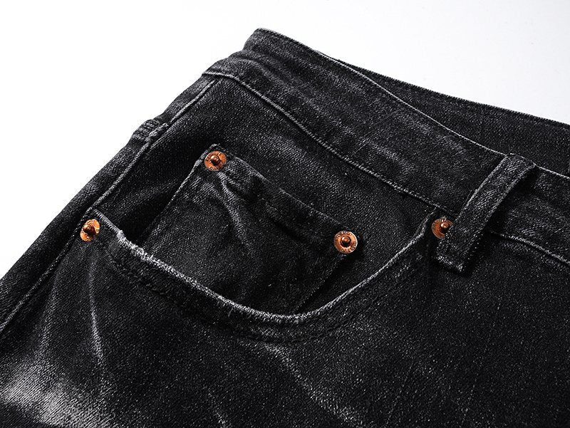 Purple Brand Black Washed Distressed Jeans — detail