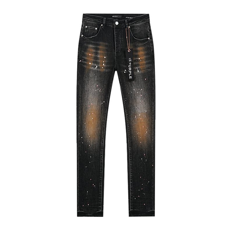 Purple Brand Distressed Paint-Splatter Jeans — hero