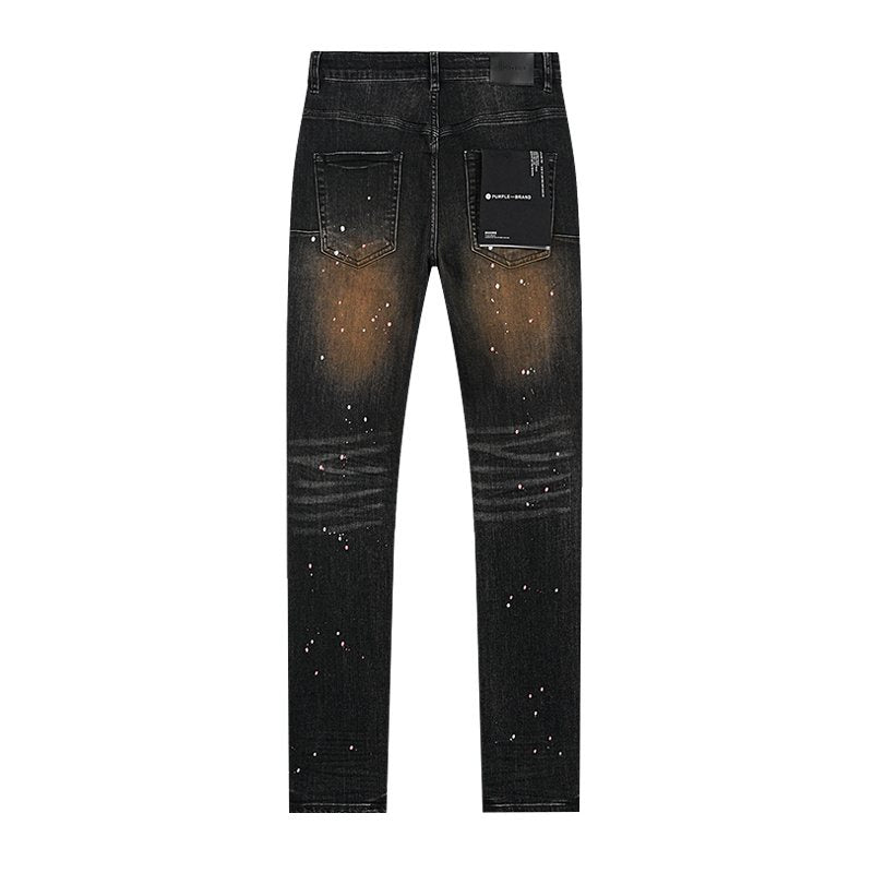 Purple Brand Distressed Paint-Splatter Jeans — back