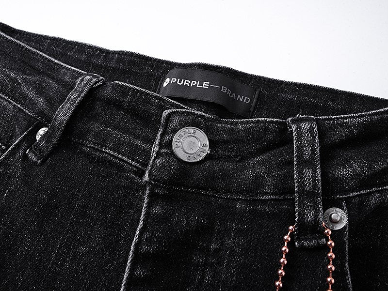 Purple Brand Distressed Paint-Splatter Jeans — detail