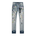 Purple Brand Light Blue Paint Splatter Distressed Jeans — hero