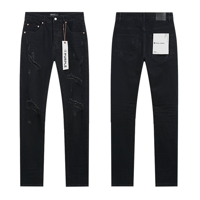 Purple Brand Black Distressed Slim Jeans — hero