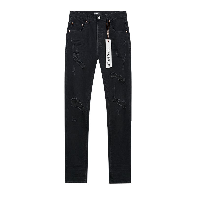 Purple Brand Black Distressed Slim Jeans — front