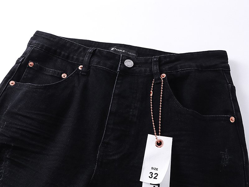 Purple Brand Black Distressed Slim Jeans — detail