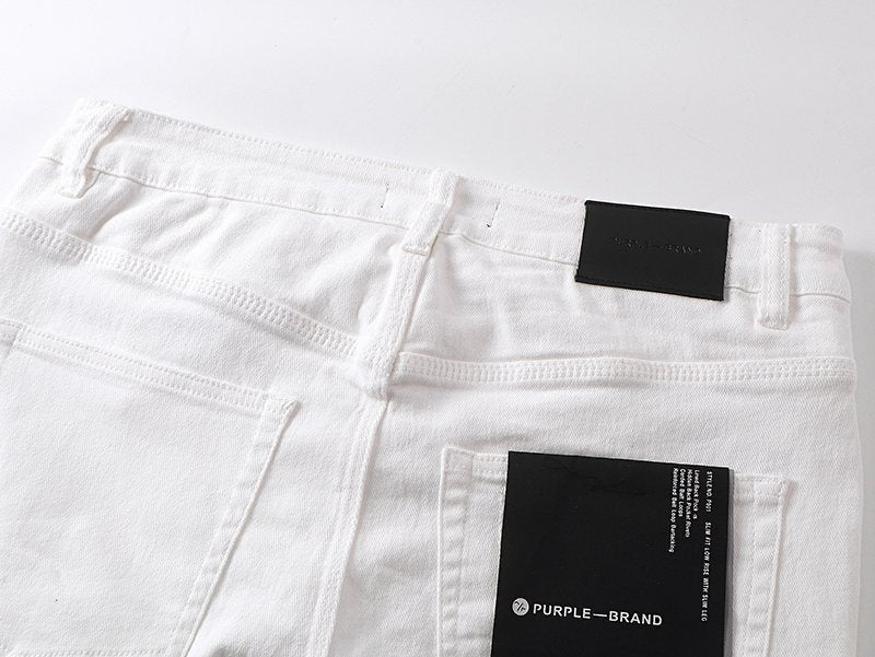 Purple Brand Distressed White Jeans — detail