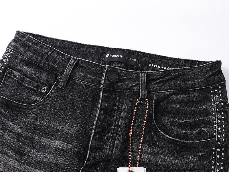 Purple Brand Studded Side-Trim Washed Jeans — detail