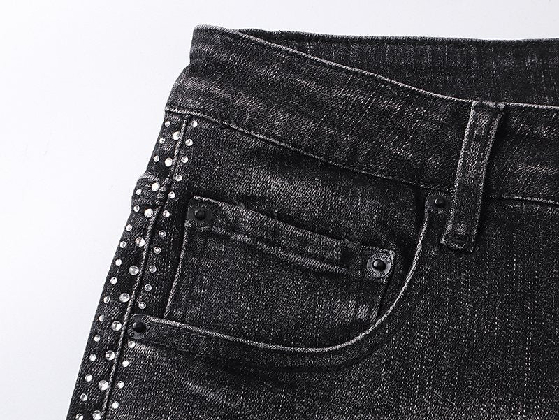 Purple Brand Studded Side-Trim Washed Jeans — detail