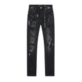 Purple Brand Black Distressed Paint-Splatter Jeans — hero