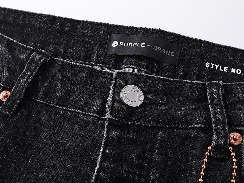 Purple Brand Washed Black Distressed Paint-Splatter Jeans — detail