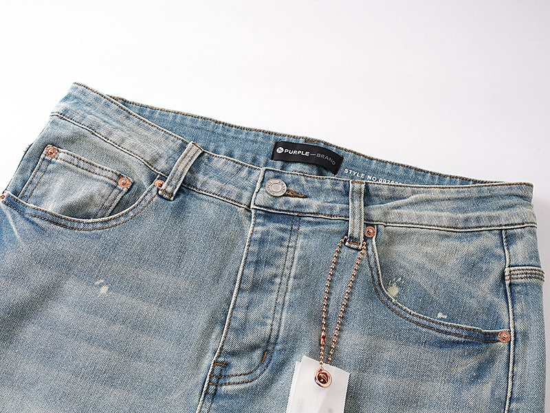 Purple Brand Light Blue Distressed Paint-Splatter Flared Jeans — detail