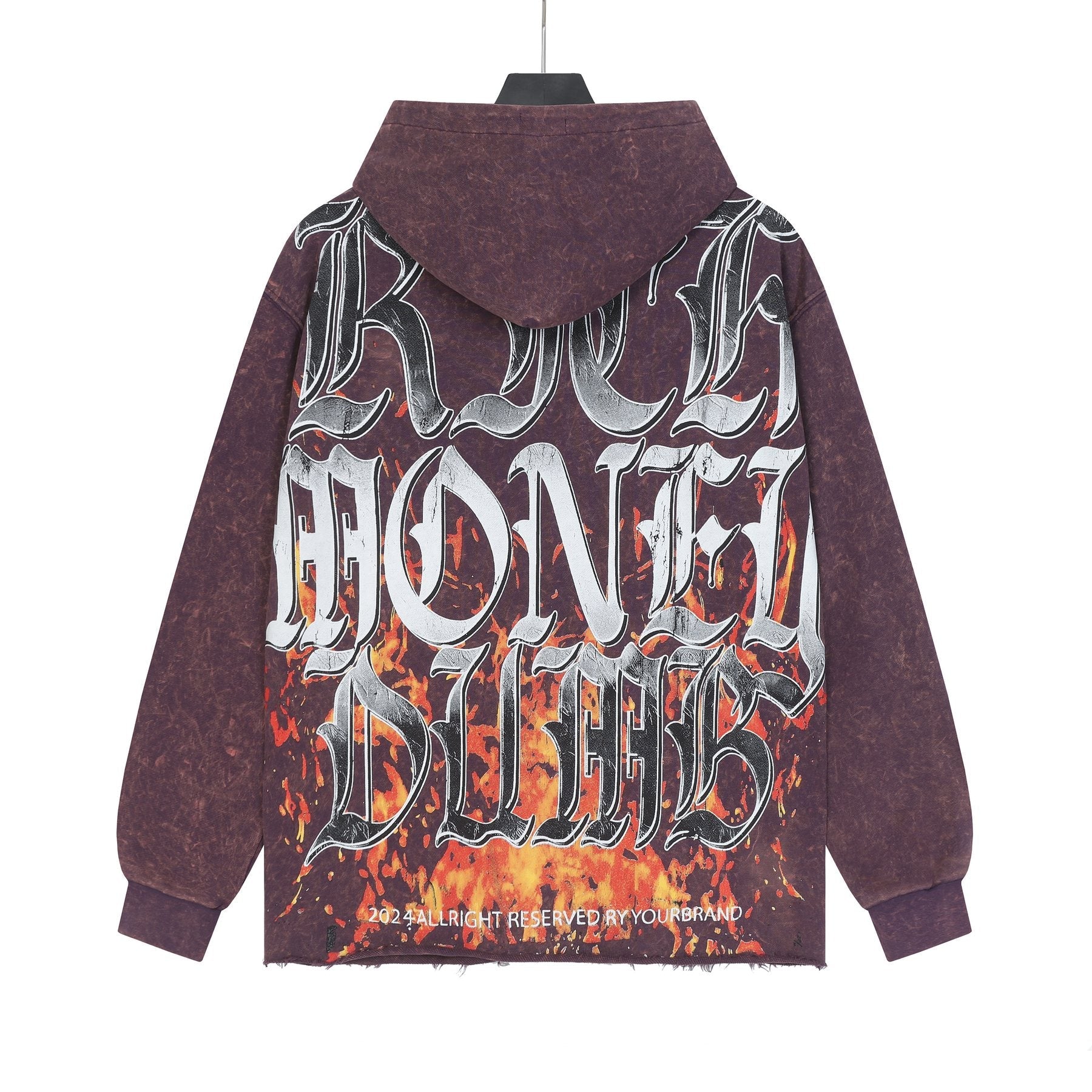 Godspeed Skull Graphic Acid Wash Hoodie — back