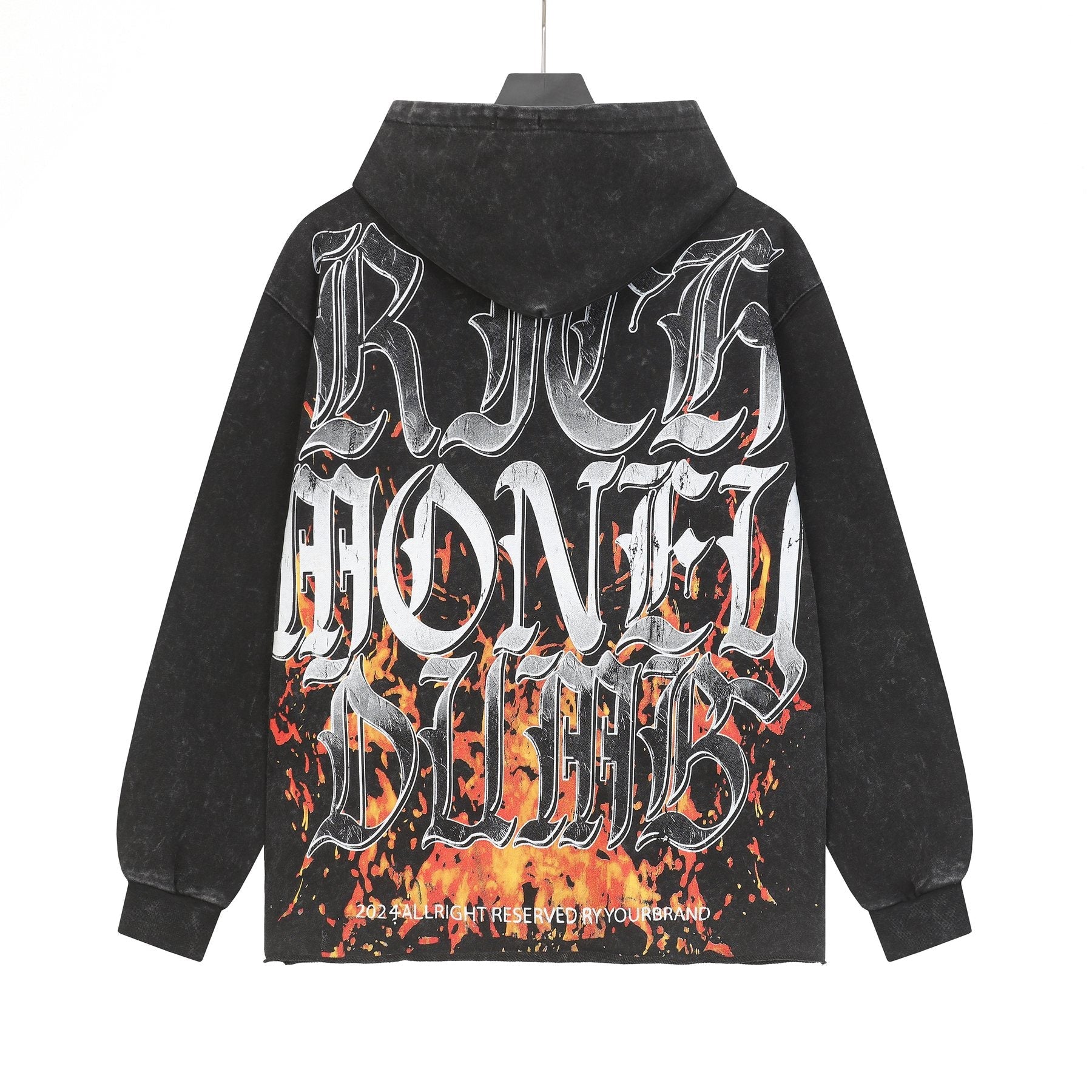 Godspeed Skull Graphic Acid Wash Hoodie — back