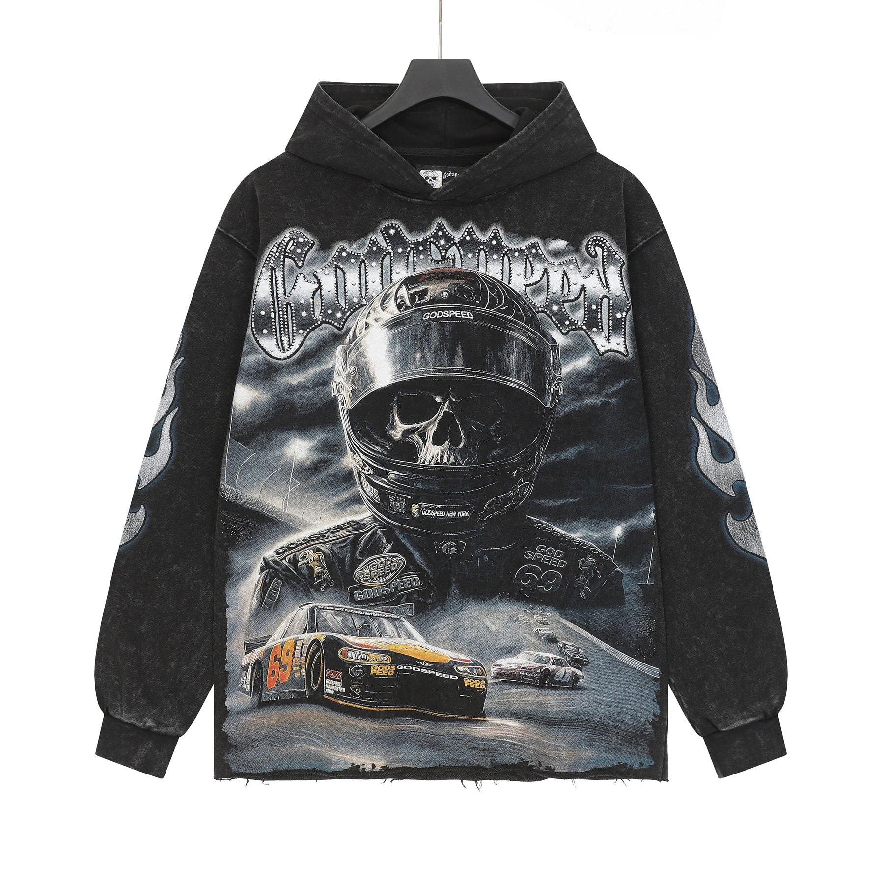 Godspeed Race Before Death Skull Graphic Hoodie — front