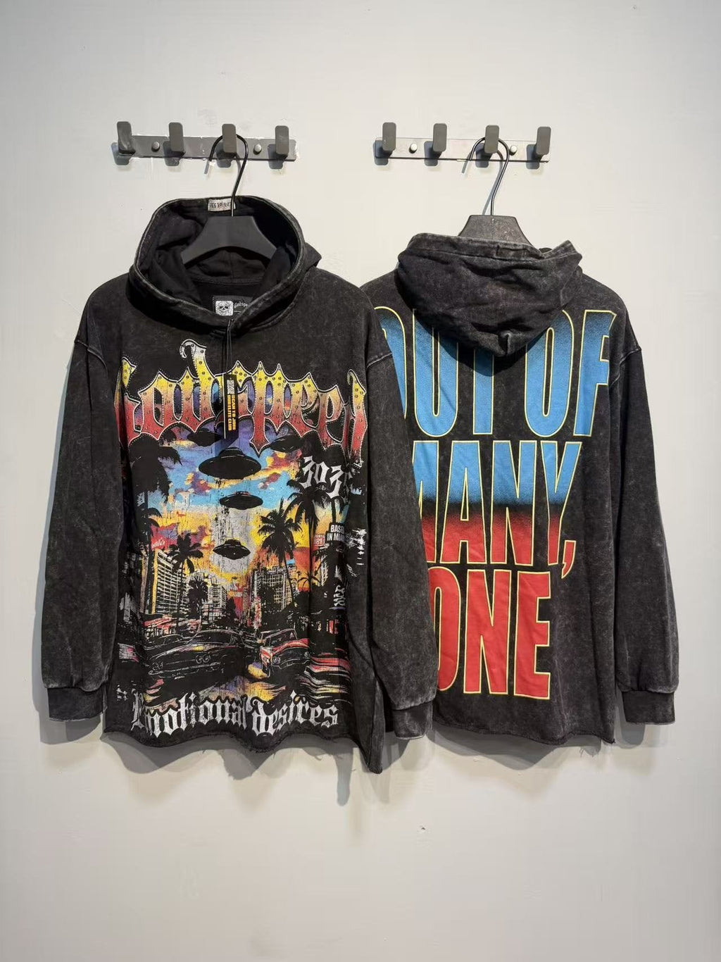 Godspeed Out of Many One Washed Graphic Hoodie — context